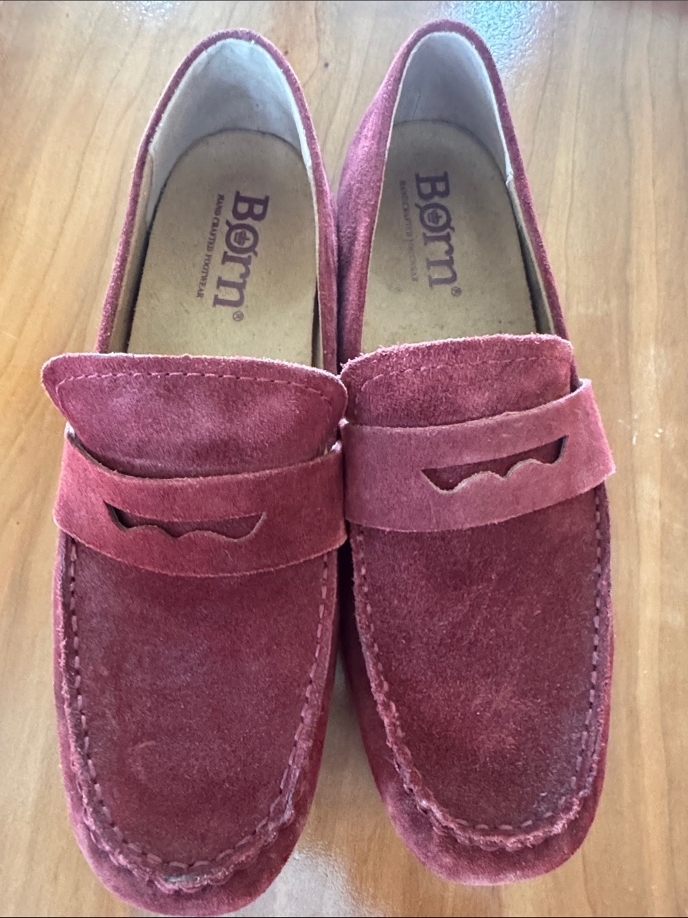 Born Men's Suede Penny Loafers in Wine
